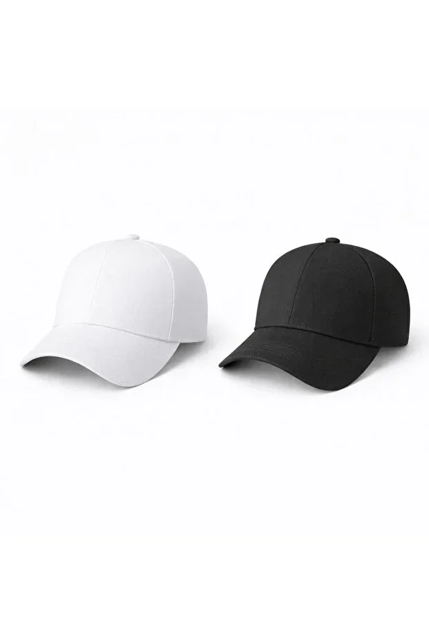 CLIPMAN Sport Unisex 2-Pack Sport Back Velcro Adjustable Hat White Black