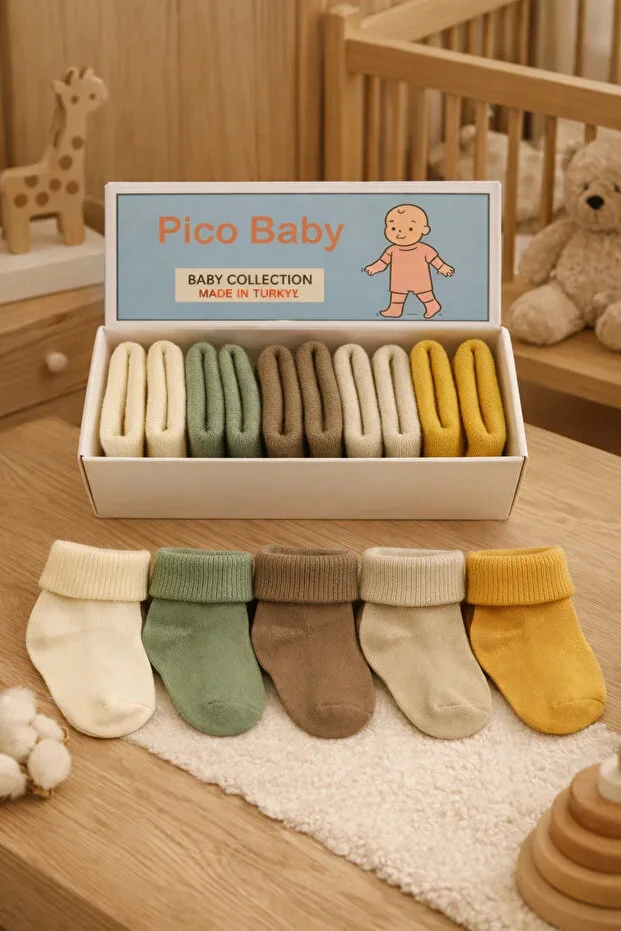 Organic Cotton Unisex 5-Piece Boxed Premium Newborn Baby & Child Socks