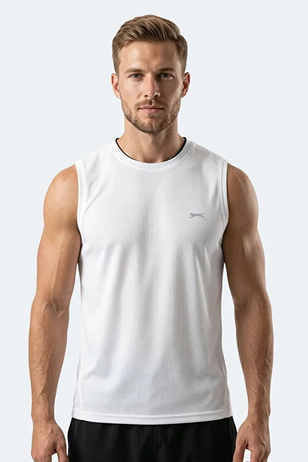HAZZAR I Men's Sleeveless White T-shirt