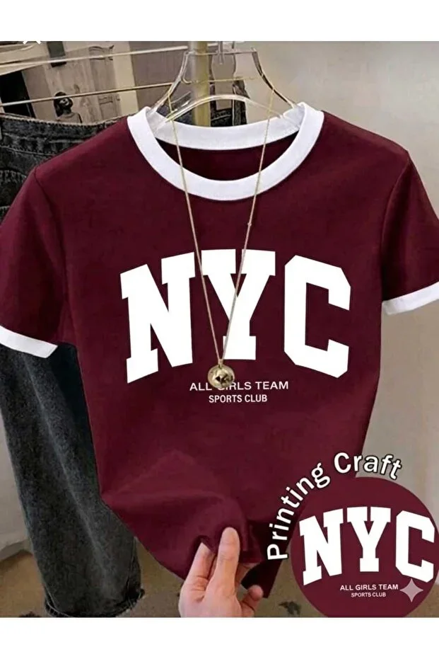 COHERENT Unisex Men/Women NYC COLLAR Different Custom Printed Oversize Cotton T-Shirt