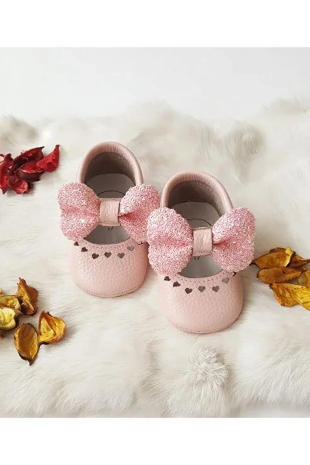 Alice Powder Stone Genuine Leather Baby Loafers