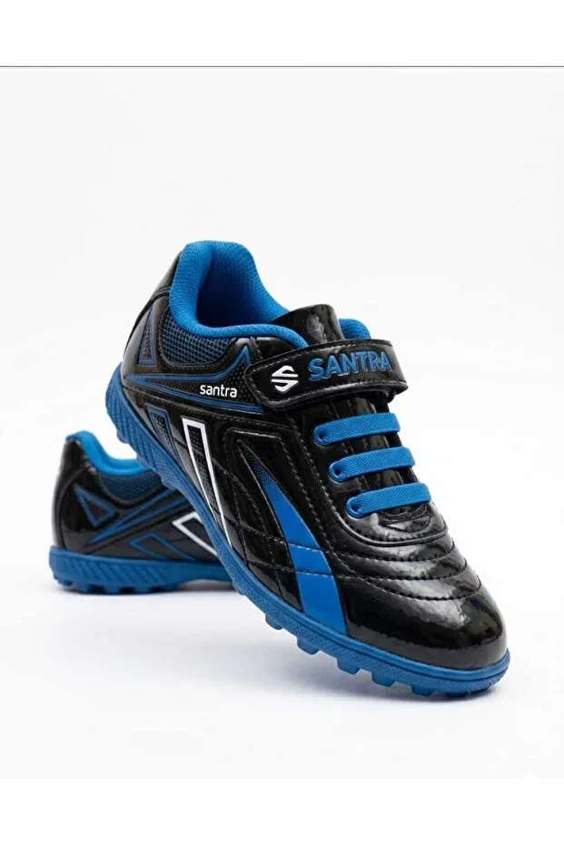 Youth Kids New Season Navy-Black Colored Velcro Turf Football Shoes