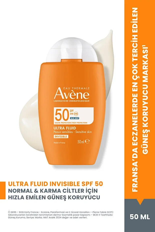 Avene Ultra Fluid Invisible Ultra-Fluid SPF 50 Sunscreen for Normal/Combination Skin 50 ml