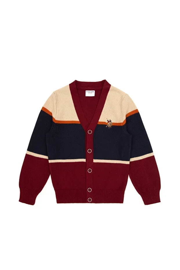 Boys Burgundy Knit Cardigan 50317116-VR014