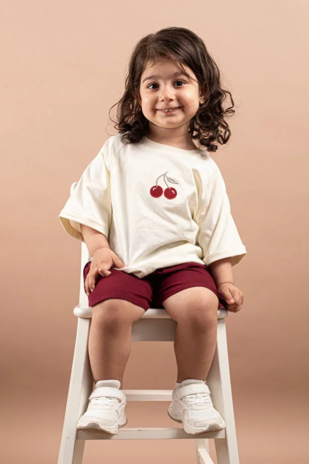 Summer Girls' Embroidered Oversize Set with Shorts 100% Cotton 1-6 Years