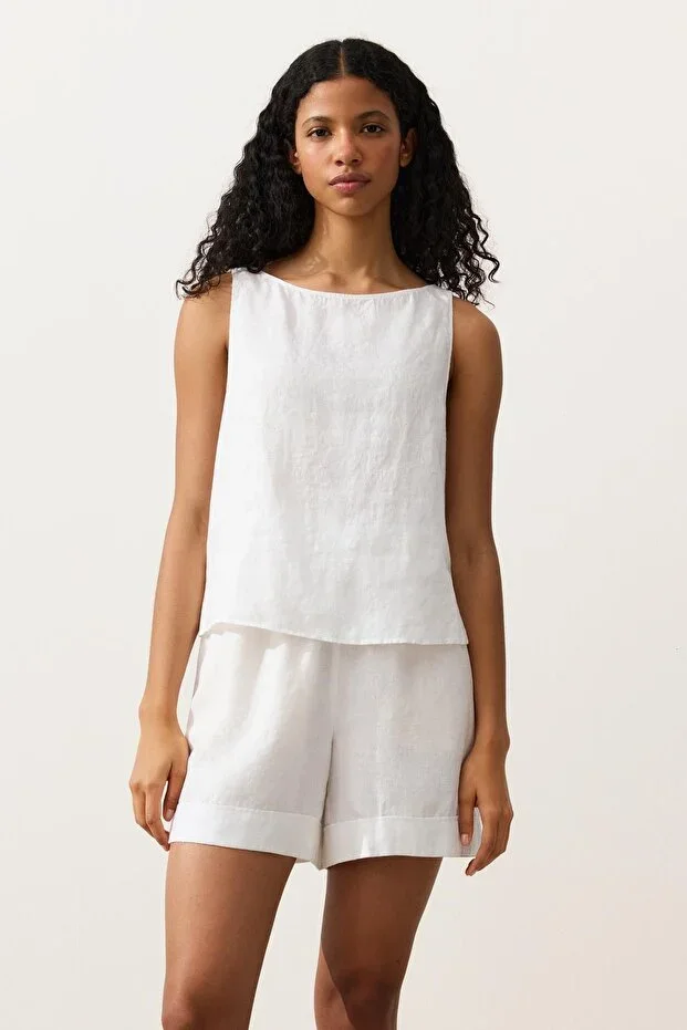 Oysho 100% Linen Square Top