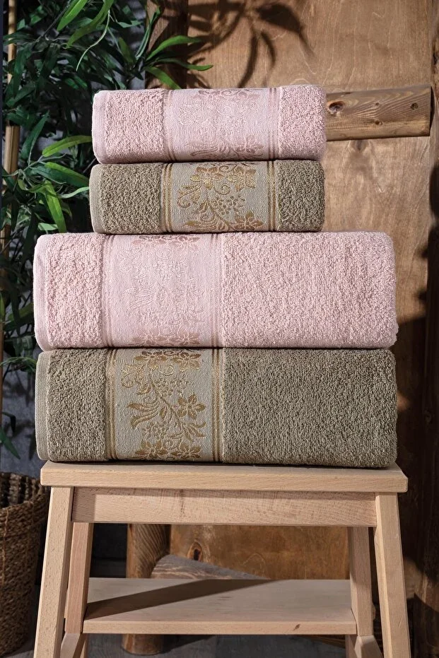 Lara Boxed 4-Piece Bath Towel | Towel Set | Towel | Towel Set | Hamam Set | Dowry Towel