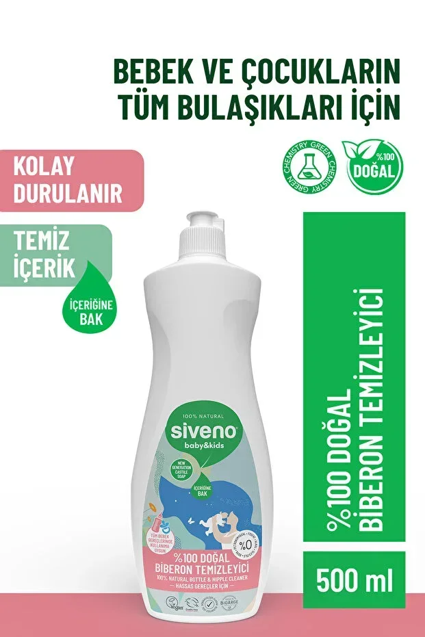 %100 Natural Nipple and Bottle Cleaner Herbal Hand Dish Soap Moisturizing Vegan 500 ml