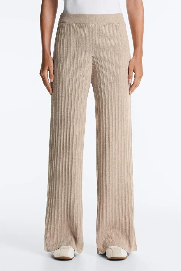 Oysho Rib knit straight leg trousers