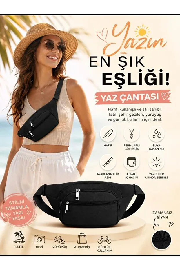 Bodybag Unisex Suitable for University Students Black Men's and Women's Shoulder and Waist Bag