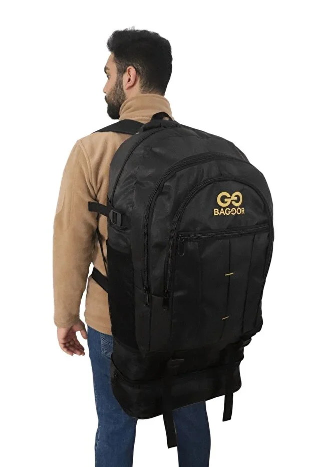 90 Litre Bellows Black Waterproof Multi-Compartment Laptop Compartment Camper-Traveler-Mountaineer Backpack