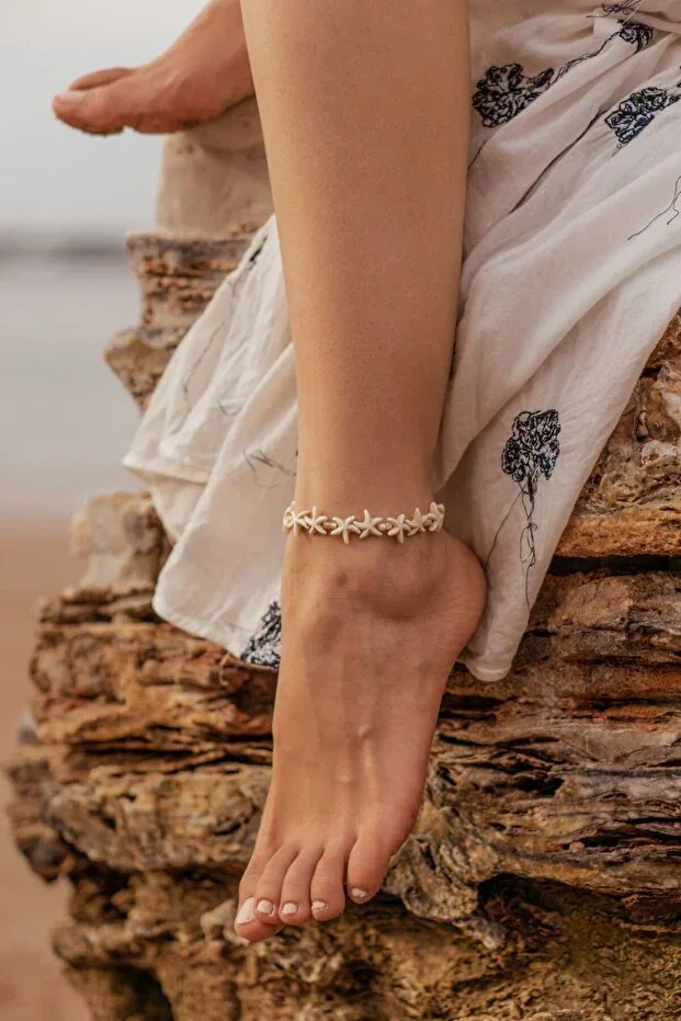 Starfish Figurine Cream Color Bohemian Anklet