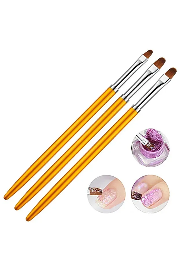 3-Piece Prosthetic Nail Gel Brush Set