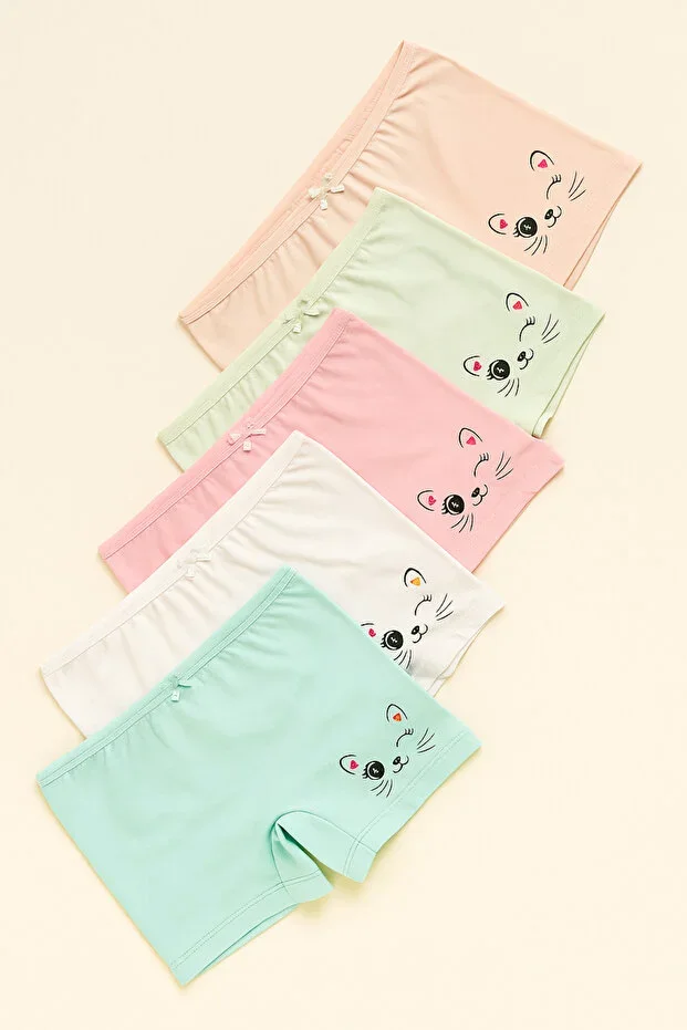 Girls 5-Piece Cat Patterned Boxer