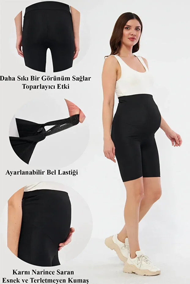 Above Knee Biker Adjustable High Waist Flexible Shaping and Tightening Short Maternity Tights