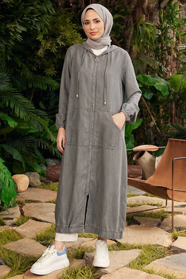 Neways 6475-Hooded zip-up tunic Grey