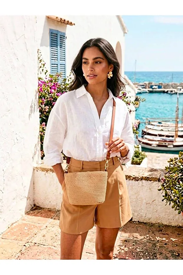 NWC-1117 Beige Mini Straw Women's Shoulder Bag Summer Daily Bag