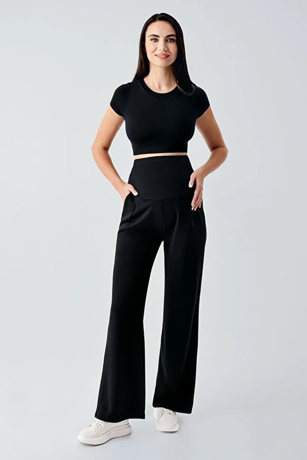 Adjustable High Waist Stretchy Maternity Palazzo Pants PLZ01