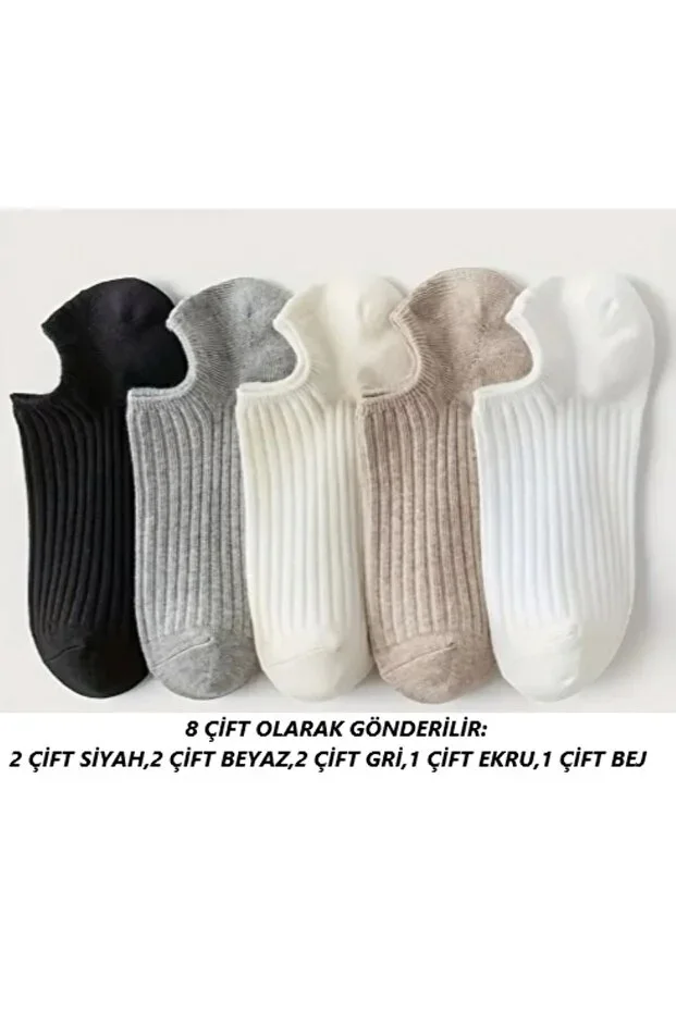 8 Pairs Women's Ankle Socks / Special Breathable, Ribbed Knit