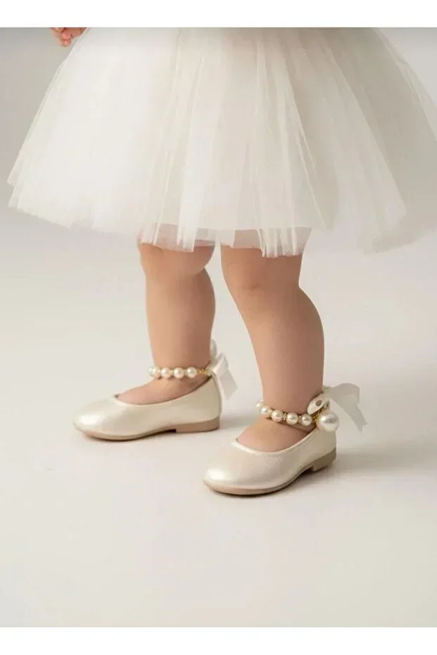 Girls' Pearl Detailed Ballet Flats
