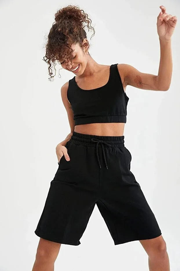 KRAVEN Black Oversize Unisex Sports Shorts