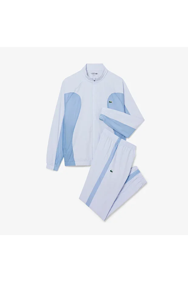 Men's Regular Fit Color Block Blue Tracksuit Set