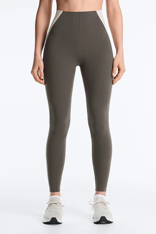Oysho High rise Compressive fosforlu core control ankle length leggings