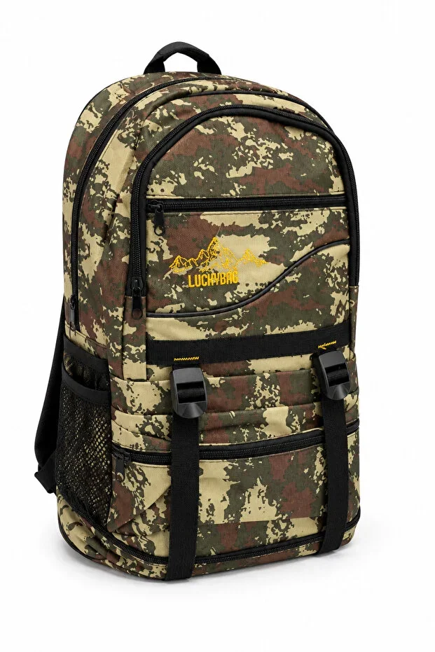 Unisex 55+10 Litre Bellows Black Waterproof Multi-Compartment Travel-Mountaineer-Camper Backpack
