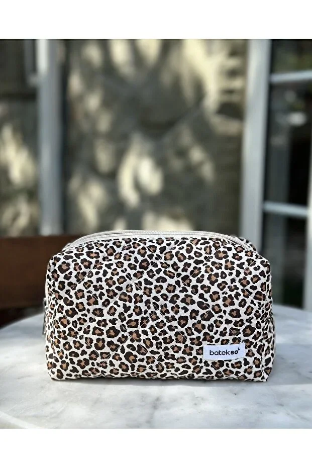 Leopard Print Makeup Bag - Large Size