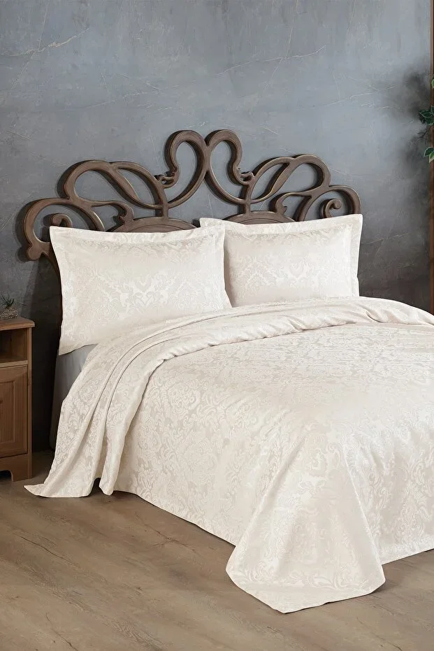 BİRHOME Sierra Jacquard Chenille Double Duvet Cover (cream)