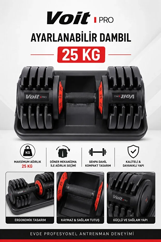 Pro 25 Kg Adjustable Dumbbell Set with Stand Fitness Weight Dumbbell Home Type Sports Equipment