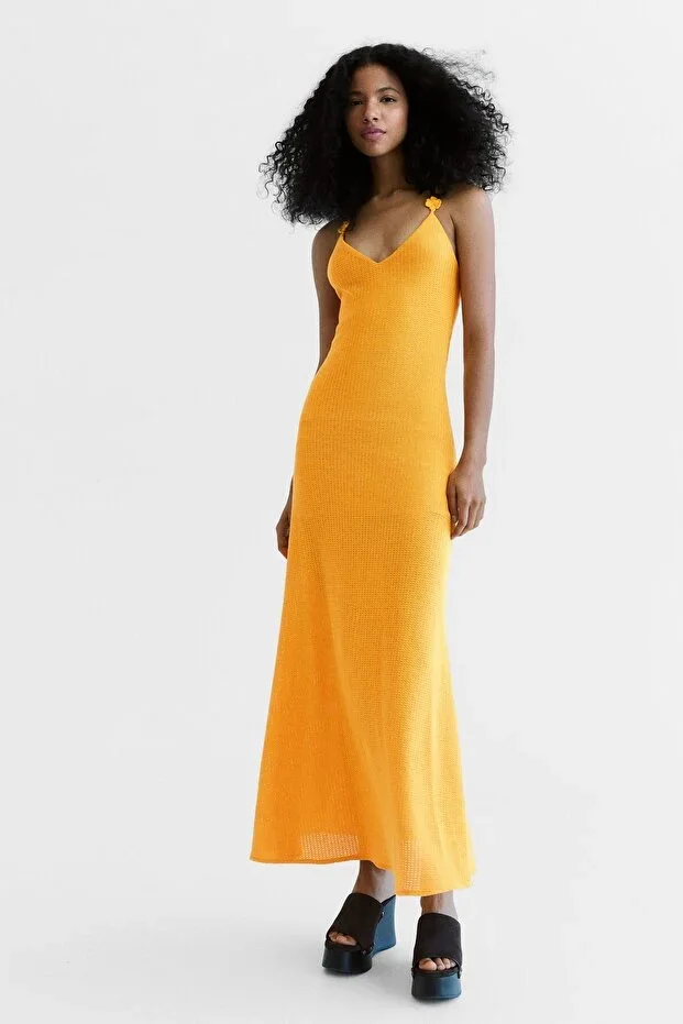 Bershka Long rustic crochet dress