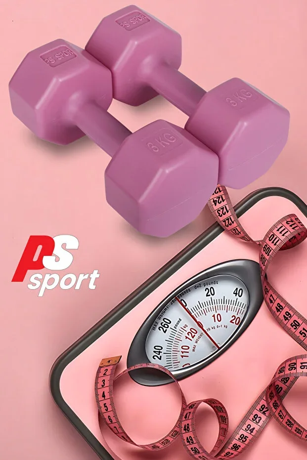PSSPOR 2 Pcs 3KG Pink Dumbbell Set (2 x 3KG Will Be Sent)