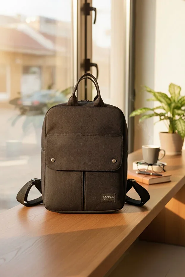 Black Two-Compartment Backpack and Handbag