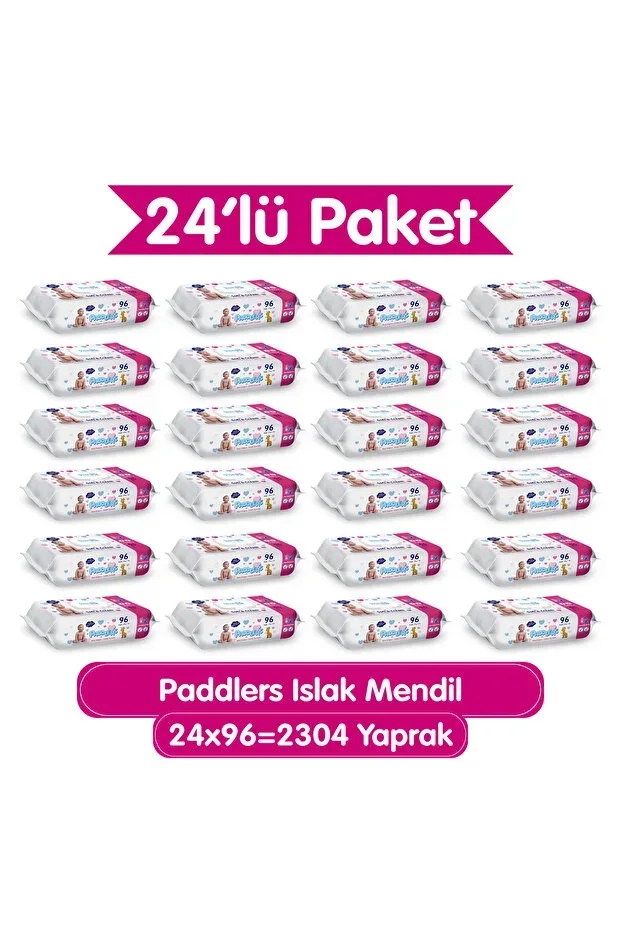 Wet Wipes 2304 Sheets (24 Packs x 96 pcs) Box - Soft Texture %0 Paraben