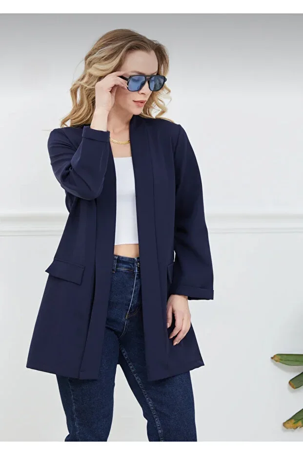 Women's Navy Blue Cardigan Jacket