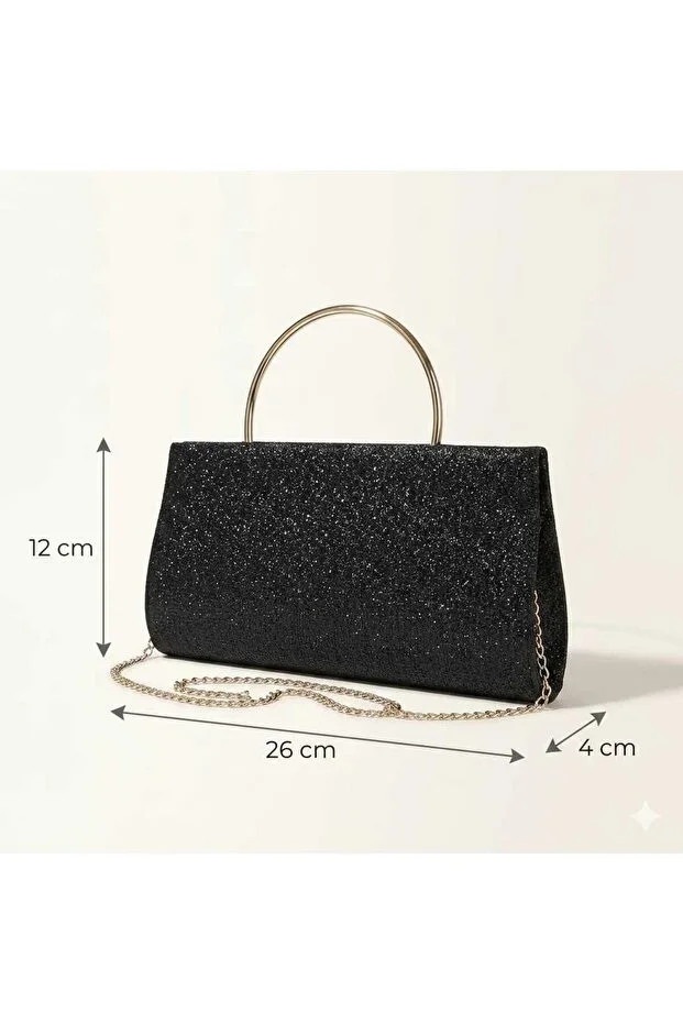 ZİVORA Women's Evening Shoulder and Hand Bag, Mini Box with Glittery Chain