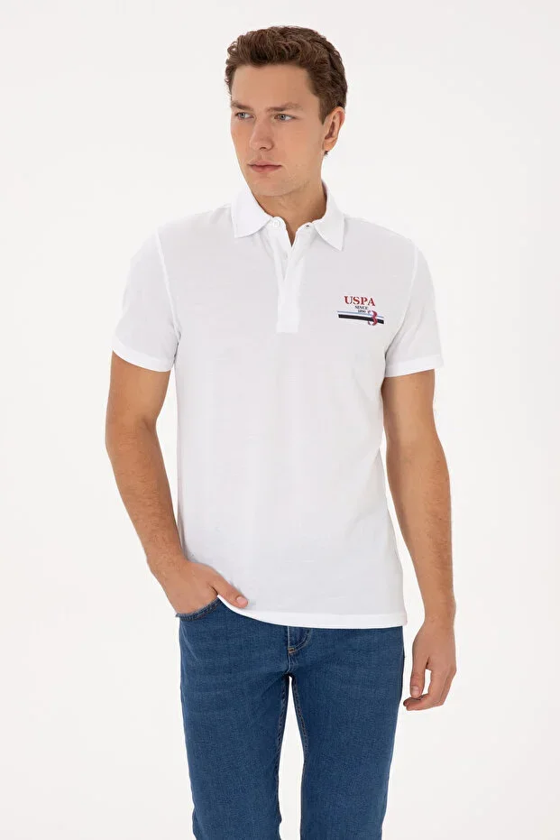 Men's Regular Fit Polo Neck White T-shirt 50324803-VR013