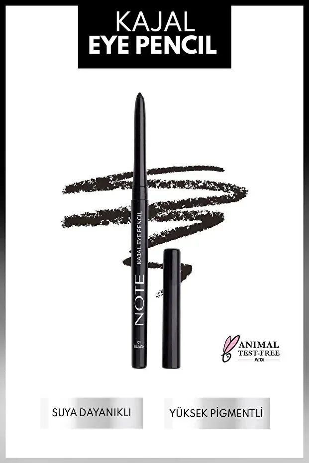Kajal Eye Pencil Waterproof Retractable Eye Pencil - 01 Black - Black