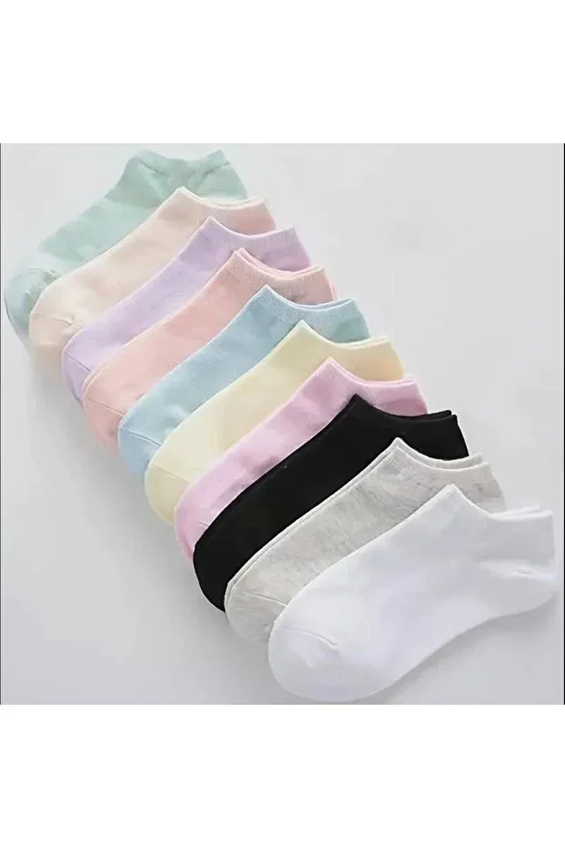 Colorful Cotton Women's Ankle Socks 10 Pair Economic Pack