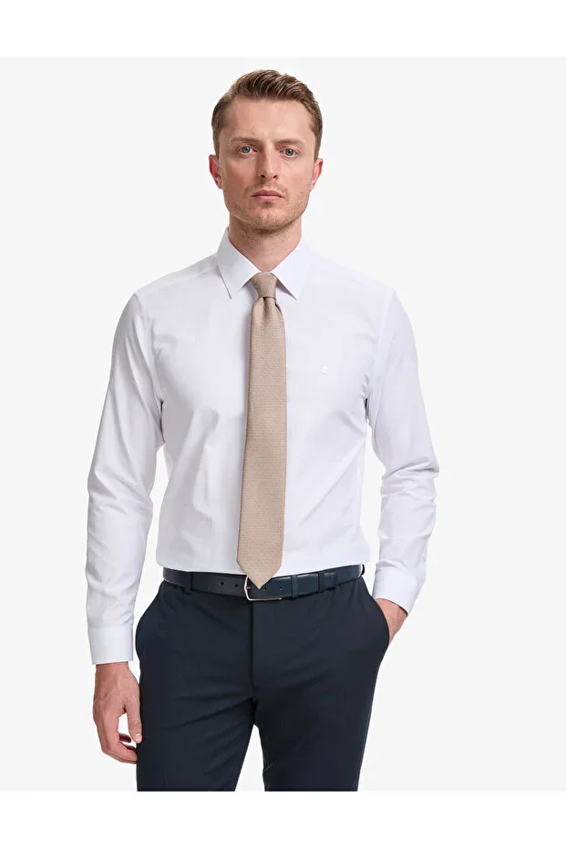 Pierre Cardin White Regular Fit Long Sleeve Basic Shirt 50325337-VR013