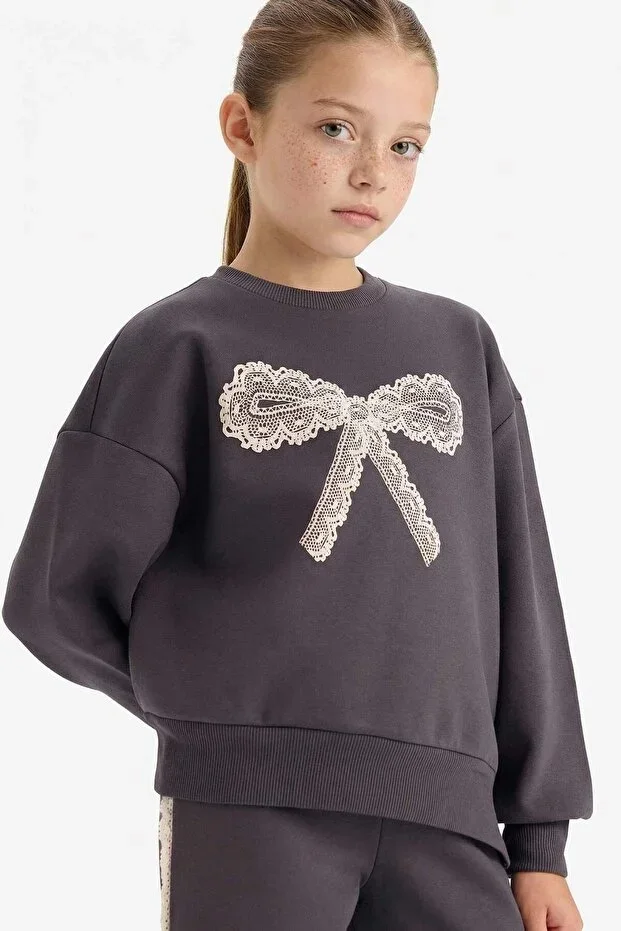 Overshirt Fit Printed Inside Soft Fluffy Sweatshirt Girl G6269A825WN