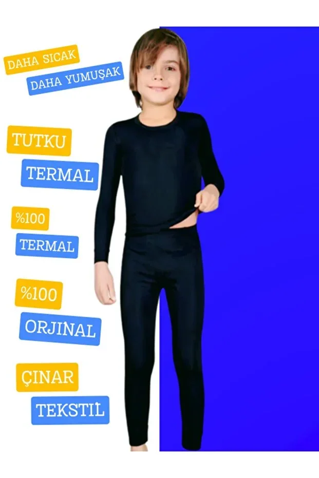 Boys Thermal Top-Bottom Set Black (Original)