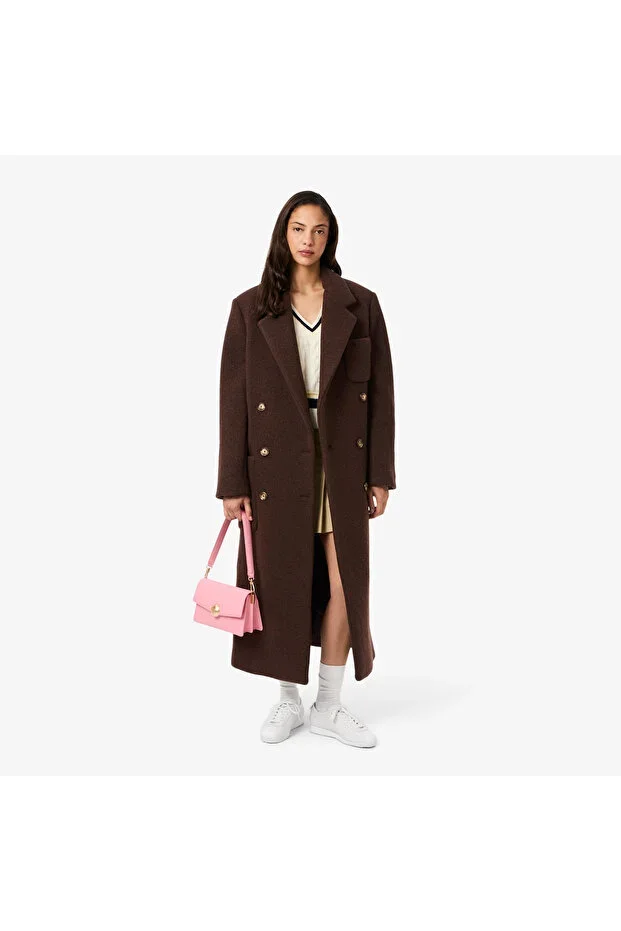 Women's Relaxed Fit Wool Brown Coat