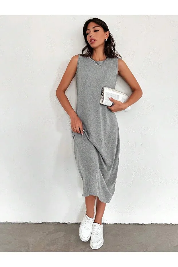 Avones Women Cotton Combed 120 Cm Petticoat Grey Dress