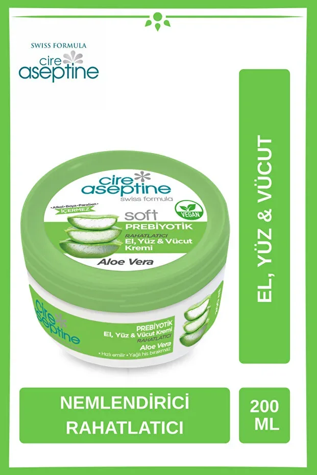 Cire Aseptine Soft prebiotic Aloe Vera Hand, Face and Body Cream 200 ml