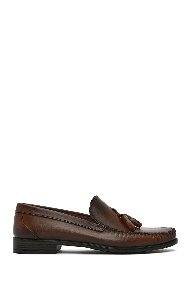 Men's Brown Tassel Leather Loafer 26SFD754218