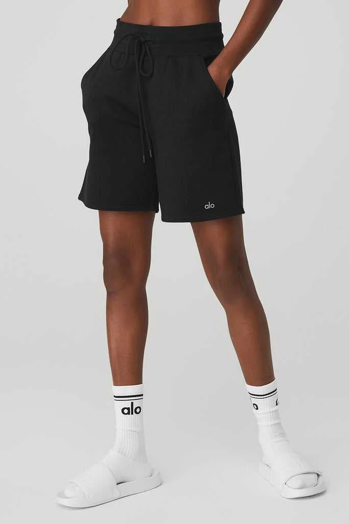 Alo Yoga High-Belli Easy Sweat Şort Siyah | HMGRU-7059