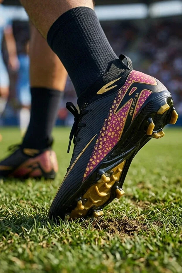 AirBoom Men's Artificial Turf Shoes - Grass Field Shoes Black Cleats - 610