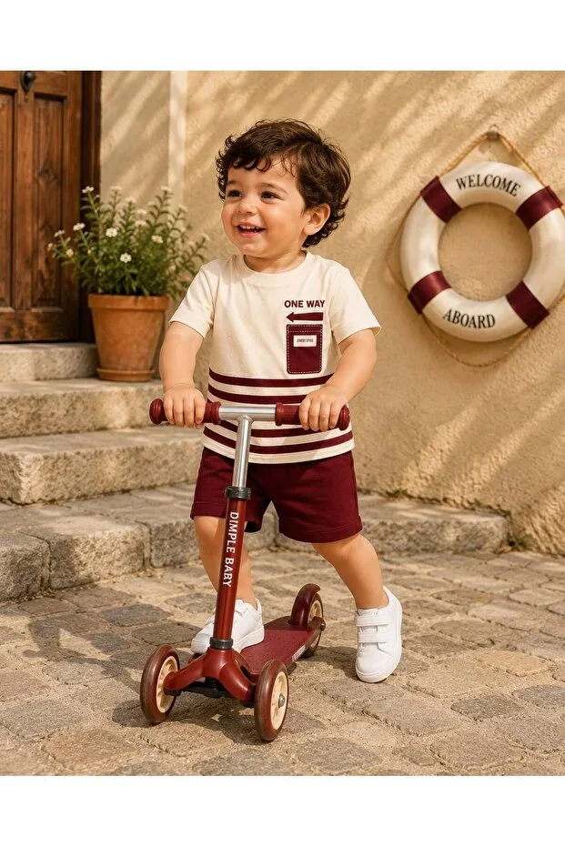 Striped Summer Baby Set with One Way Print 0-24 Months